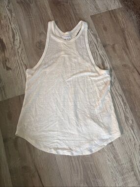 Aritzia Community 100% Linen Racerback Tank Top Size XS Creamy White